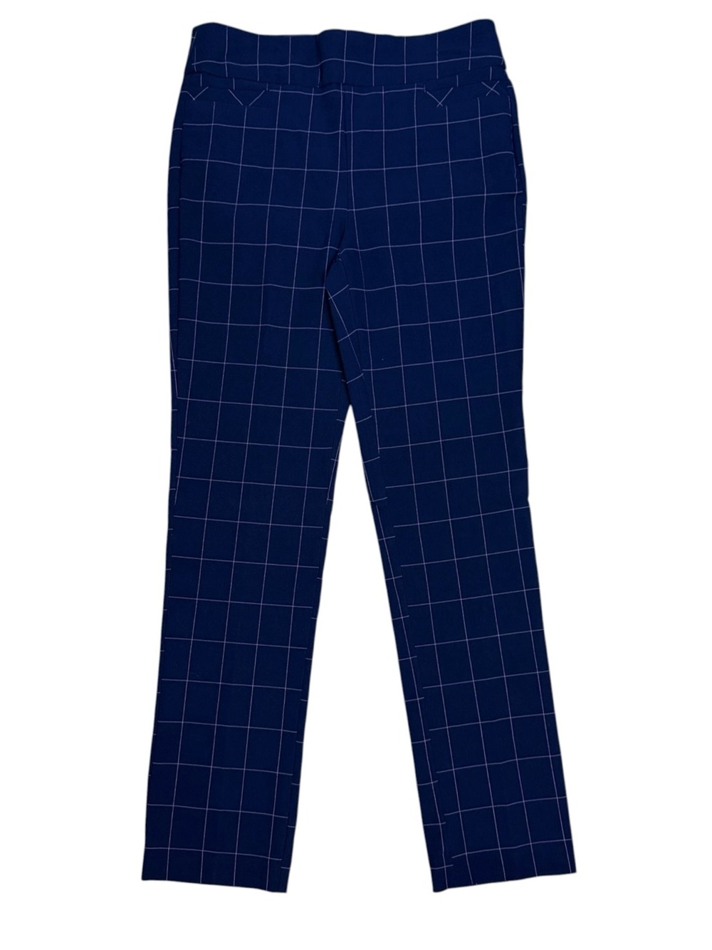 Kim Rogers NWT Millennium Tummy Control Pants Navy Lilac Windowpane Plaid 6